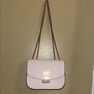 Michael Kors Light Beige Crossbody Bag with Gold Chain